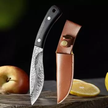 2025 Кованый монгольский нож для мяса с ручкой из нержавеющей стали, бытовой нож для резки мяса, фруктов, острый нож для обвалки мяса WITH COVER