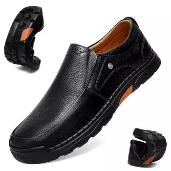 2025 кожаная обувь мужская весна и осень новая деловая повседневная для среднего возраста папы дышащая кожа мягкая подошва нескользящая обувь для ленивых 38