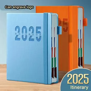 2025 Кожаный деловой планировщик с ремешком, студенческий 365-дневный ежедневный план, книга записей, блокнот, памятка A5