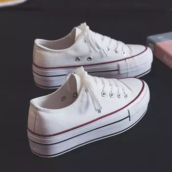 2025 Кроссовки на плоской подошве для женщин, вулканизированные черные парусиновые кроссовки для тенниса на платформе, белые теннисные женские туфли для увеличения роста, для скейтбординга 35 белый