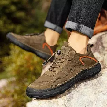 2025 large size autumn and winter new casual men s leather hand-sewn dad shoes 38 чёрный