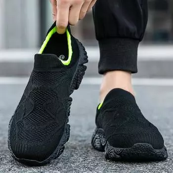2025 large size men s shoes breathable foreign trade sports couple tide shoes men s lazy one-pedal fly-woven mesh shoes 39