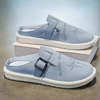 2025 large size summer high quality breathable Boken half to men s shoes ultra-light foot cover one pedal Doudou sandals men 39