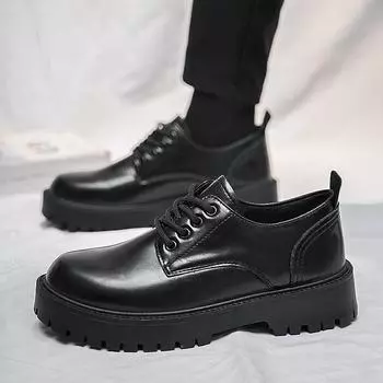 2025 Leather Shoes Men s Casual Business British Platform Shoes Men s Black Wedding Groom Height Increasing Low Top Martin Boots 39