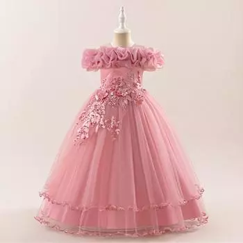 2025 летнее платье для девочек, вышитое платье принцессы для подружек невесты, детские платья для девочек, детское свадебное платье для вечеринки 10 12 14 лет 120 розовый