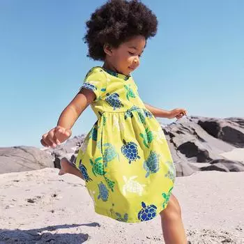 2025 летнее повседневное платье из чистого хлопка с рисунком из мультфильмов для девочек, свободная юбка с коротким рукавом, симпатичное зеленое платье для девочек, детская одежда 2Y)