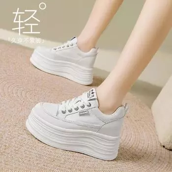 2025 летние белые туфли с сетчатой подкладкой, женские, 8 см, толстая подошва, наклонный каблук, повседневные дышащие летние туфли в корейском стиле для путешествий 34