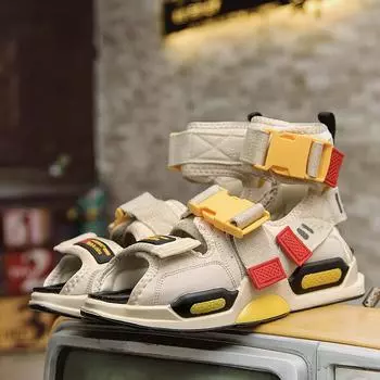 2025 летние дышащие сандалии мужская обувь повседневная индивидуальная пляжная обувь студенческие цветные тапочки с пряжкой модная мужская обувь 39