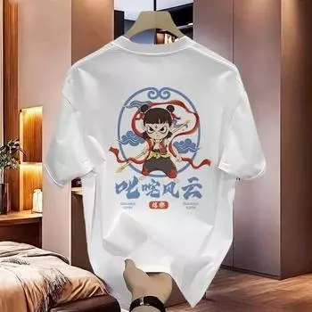 2025 летние футболки из чистого хлопка для женщин с милым мультяшным принтом в стиле хип-хоп, повседневная футболка в стиле Харадзюку, свободные, с коротким рукавом, белые топы y2k M белый