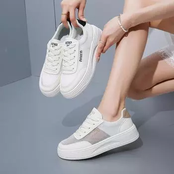 2025 летние маленькие белые туфли, новая корейская версия, женские студенческие туфли для увеличения роста, спортивная обувь на платформе, повседневная обувь 8603-2 35