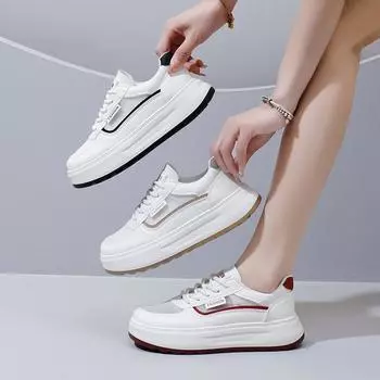 2025 летние маленькие белые туфли, новая корейская версия, женские студенческие туфли на платформе, увеличивающие рост, спортивная обувь для сноуборда, повседневная уличная съемка H150 35 красный