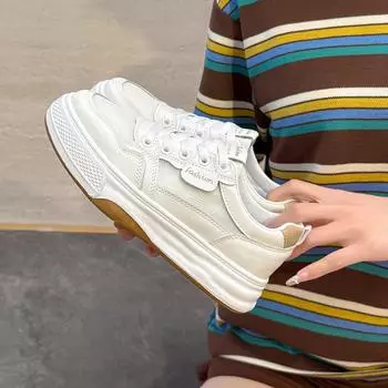 2025 летние маленькие белые туфли, новая корейская версия, женские студенческие туфли на платформе, увеличивающие рост, спортивная обувь для скейтбординга, повседневная YB6518-3 35