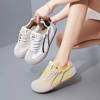 2025 летние маленькие белые туфли, новая корейская версия, женские студенческие туфли с толстой подошвой, увеличивающие высоту, сетчатые, дышащие, повседневные туфли ZY8587 35 белый