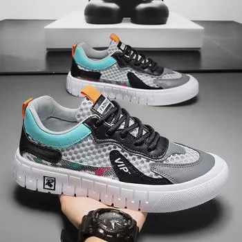 2025 летние мужские дышащие повседневные кроссовки для сноуборда легкие одинарные туфли персонализированные трендовые студенческие спортивные удобные сетчатые туфли 39 серый