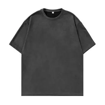 2025 Летние мужские футболки с коротким рукавом Мужские и женские винтажные футболки Свободные повседневные базовые рубашки с круглым вырезом Однотонные объемные топы M трава зеленый