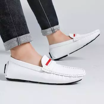 2025 летние мужские легкие туфли Doudou покрывают ноги коровьей кожей импортная торговля кожаная обувь большого размера с одной педалью оснастки дышащая работа 38 чёрный