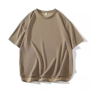 2025 Летние мужские мешковатые футболки Мужские однотонные повседневные футболки с коротким рукавом Мужские базовые футболки Мужские топы Футболки для пар 4XL красный