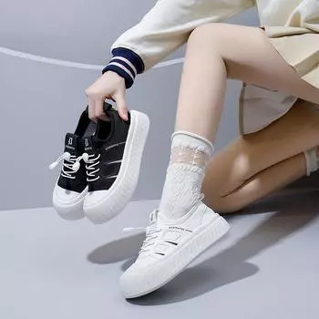 2025 летние новые корейские дышащие маленькие белые туфли женские полые повседневные туфли на платформе универсальные туфли-маффины XT172 35 белый