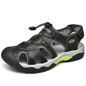 2025 летние новые сандалии мужские кожаные сандалии для вождения мужские уличные спортивные и пляжные туфли с мягкой подошвой 38