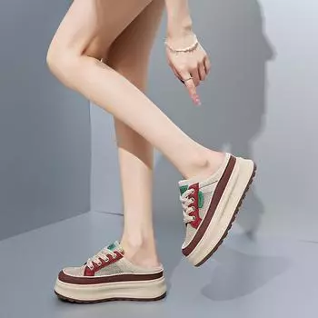 2025 летние новые сандалии с одной педалью женская верхняя одежда модные сандалии на платформе повседневная пляжная обувь женская XW520 35 хаки