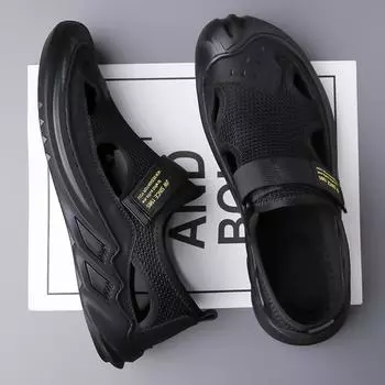 2025 летние новые сандалии сетчатые дышащие туфли с отверстиями мужские уличные тапочки пляжная обувь туфли на платформе 38