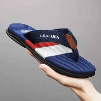 2025 летние новые шлепанцы мужские тапочки повседневные трендовые нескользящие персонализированные модные комнатные сандалии 39 чёрный