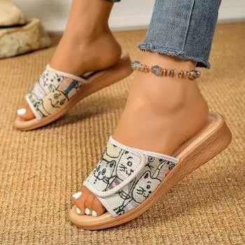 2025 летние новые тапочки с рыбьим ртом женские на липучке импортные торговые тапочки большого размера женские производитель 35 чёрный