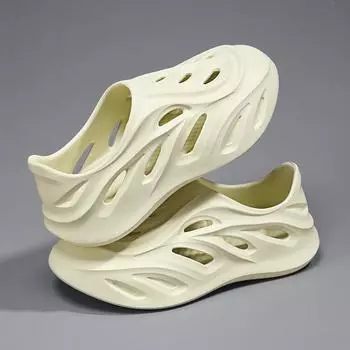 2025 летние новые туфли из кокоса мужские водонепроницаемые туфли мужские дышащие нескользящие короткие ботинки для защиты от дождя забродные ботинки белые 36 белый