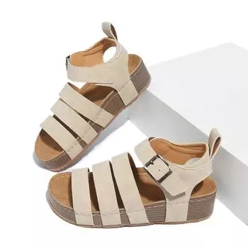 2025 летние однотонные сандалии на платформе большого размера с круглой головкой и пряжкой на ремне с одним словом 35 чёрный