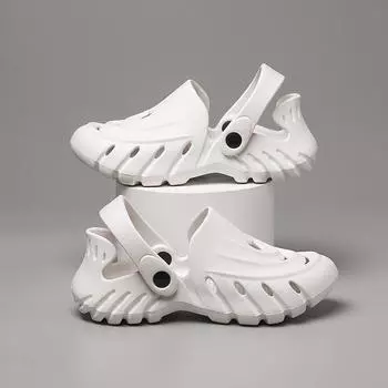 2025 летние туфли из ЭВА с отверстиями для мужчин, дышащие тапочки-мешки для головы, повседневные пляжные сандалии, полые садовые туфли для женщин 36 белый