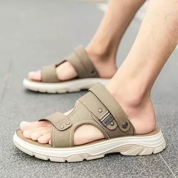 2025 летние уличные пляжные туфли на толстой подошве молодежные трендовые повседневные крутые дышащие туфли двойного назначения с одним словом 38 чёрный