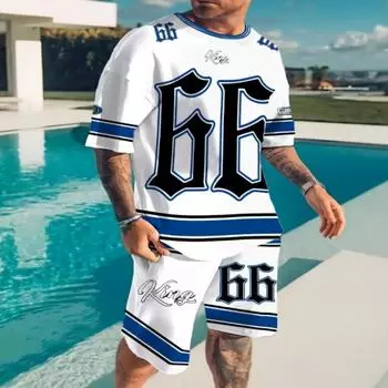 2025 летний новый мужской костюм повседневный круглый вырез с надписью Chicago 3D напечатанный узор полиэстеровый пуловер летний повседневный уличный мы S