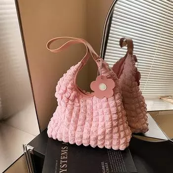 2025 летняя иностранная газовая облачная сумка-пуховка с цветком, сумка-жилет, студенческая простая сумка чёрный