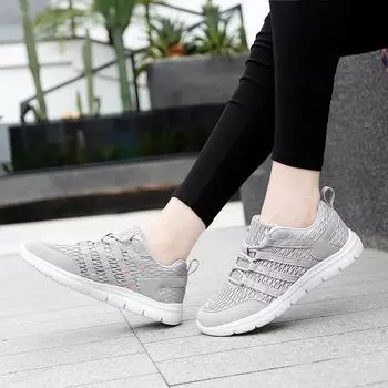 2025 летняя легкая и дышащая повседневная женская обувь с низким верхом, модная спортивная обувь для активного отдыха, сетчатые туфли на плоской подошве со шнуровкой 35
