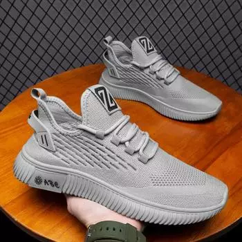 2025 летняя мужская обувь из хлопчатобумажной ткани, корейская версия модной спортивной повседневной обуви, кроссовки для бега, дышащая сетчатая обувь, мужские низкие туфли 39 бежевый