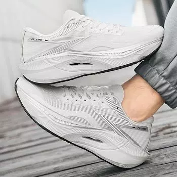 2025 летняя новая мужская обувь мода карбоновая пластина марафон бег амортизация дышащая спортивная мягкая подошва увеличение высоты пара модель 36 белый
