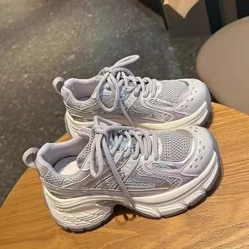 2025 летняя новая популярная сетчатая дышащая универсальная обувь для папы женская обувь на платформе мягкая подошва сверхлегкие спортивные кроссовки 35 жемчужина белый
