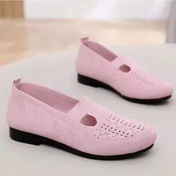 2025 летняя новая сетчатая дышащая женская обувь для мам среднего и пожилого возраста, повседневная легкая мягкая подошва, однопедальная обувь для женщин 36 чёрный