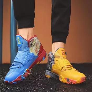 2025 летняя новая спортивная обувь дышащая сетчатая баскетбольная обувь белые амортизирующие высокие ботинки студенческая игровая обувь 34