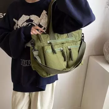 2025 летняя новая сумка-тоут женская холщовая сумка-тоут большой вместимости женская сумка-тоут через плечо чёрный