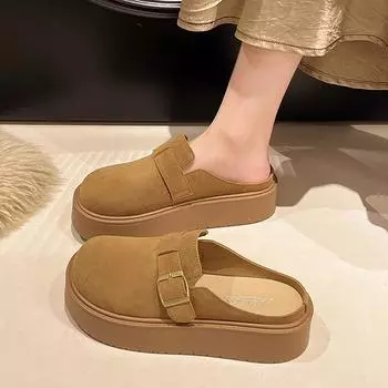 2025 летняя новая верхняя одежда ленивые туфли Boken с одной педалью ретро толстые подошвы увеличенные Boken сумка голова полутапочки женские 35 коричневый