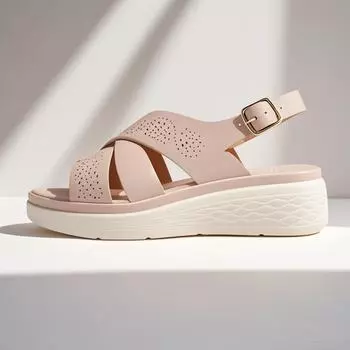 2025 Летняя обувь Босоножки на танкетке Плоская платформа Модная женская праздничная обувь Каблук-танкетка 4 см Большой размер 41 Розовый Черный 35 абрикосовый