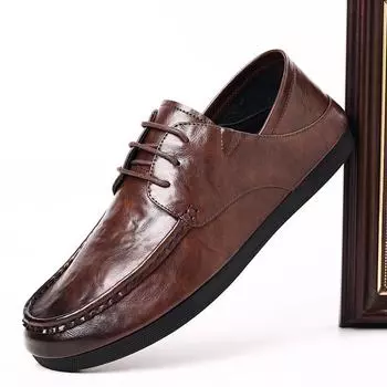 2025 летняя обувь Doudou мужская однопедальная корейская версия ленивых мокасин с мягкой подошвой дышащая повседневная мужская обувь на шнуровке 7022 38 коричневый