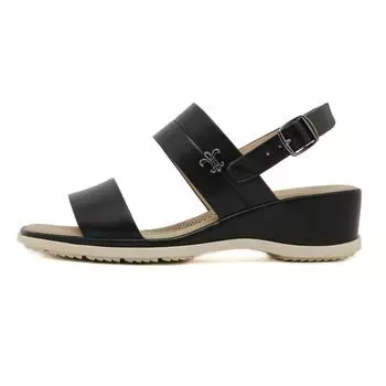 2025 Летняя обувь Женские босоножки на танкетке Летние праздничные модные брендовые женские босоножки на высоком каблуке Нескользящие босоножки на танкетке 5 см Размер плюс 41 36 чёрный