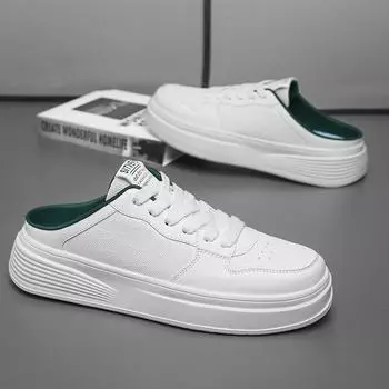 2025 летняя прямая трансляция высококачественная кожаная поверхность дышащая полуподнос мужская обувь сверхлегкие мокасины с одной педалью обувь для мужчин 39