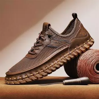 2025 летняя сетчатая мужская обувь дышащая повседневная обувь полые большие размеры повседневная одинарная обувь мужская мода ленивая обувь 39 чёрный