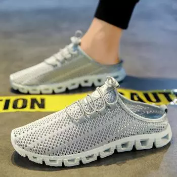 2025 летняя сетчатая мужская обувь полая уличная полуподнос повседневная модная обувь для мальчиков спортивная ленивая мужская обувь 39