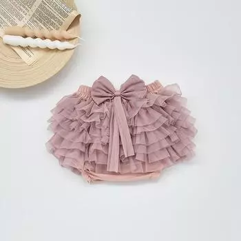 2025 летняя юбка-пачка брюки девочки милая пушистая юбка штаны малышка торт штаны зарубежный стиль детские сетчатые шорты 73cm