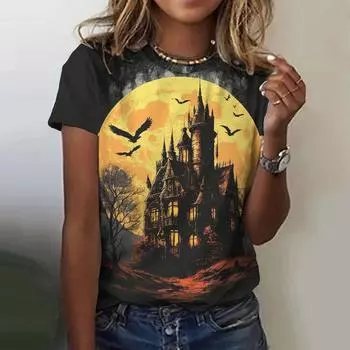 2025 Летняя женская футболка с круглым вырезом, модный принтованный узор, топ, дизайн, ретро-футболка в стиле Харадзюку, модная толстовка с капюшоном XXS