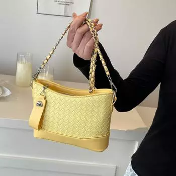 2025 Лето Новая Плетеная Сумка Через Плечо Модная И Повседневная Маленькая Сумка-Ведро Женская Сумка Через Плечо чёрный